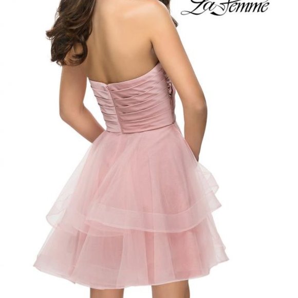 New La Femme Tiered Tulle A-Line Dress - Picture 2 of 2